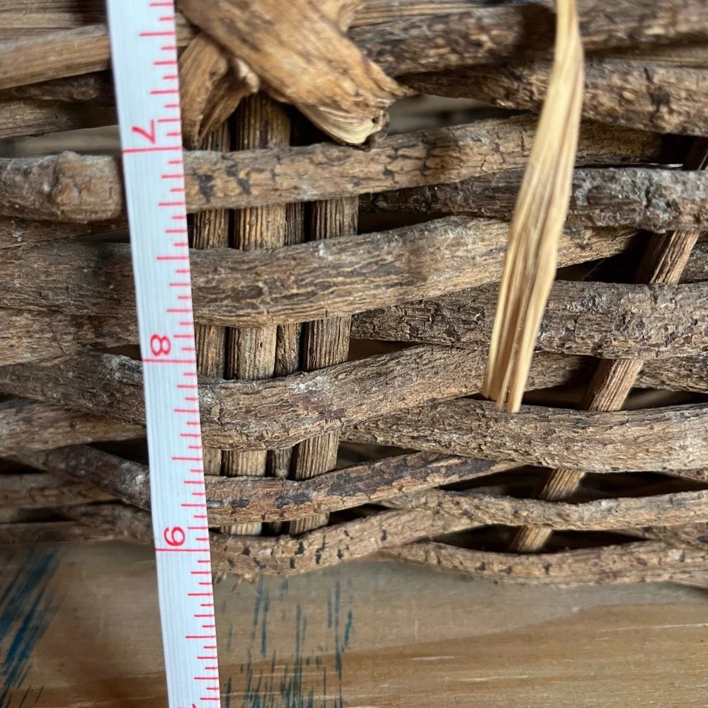 Vintage Rustic Twig Basket with Handle | Primitive Country Décor Gift Basket